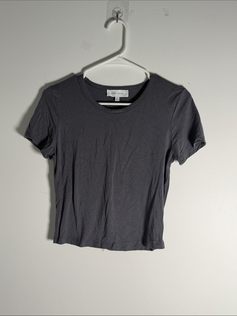 Pink Rose gray crew nack basic staple short sleeve t-shirt